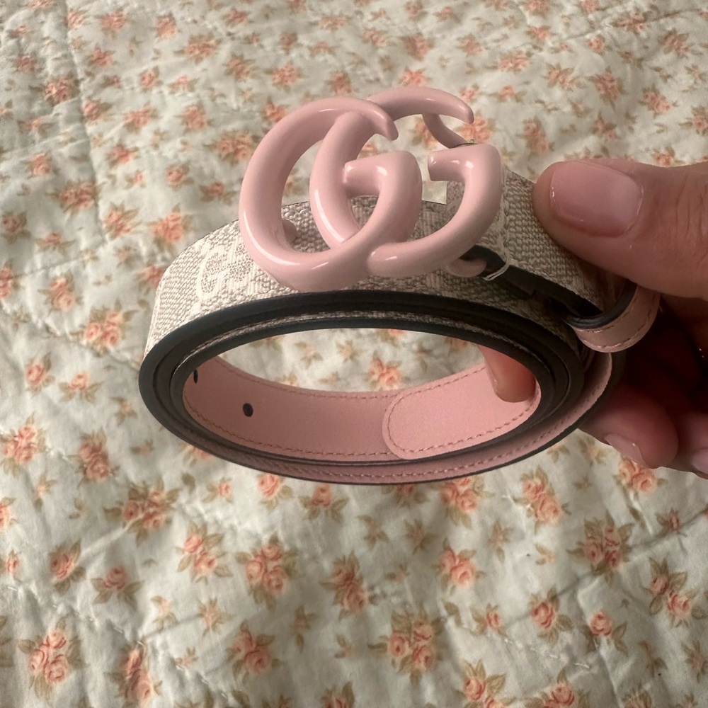 Gucci Beige and Pink GG Belt